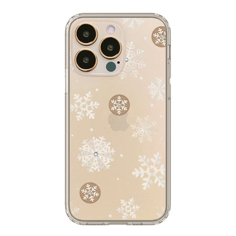 Cream Snowflake Clear Phone Case For iPhone 13 12 Mini 11 Pro Max XR XS 7 8 Plus SE 2020 Galaxy S20 Fe S21 Ultra Winter Christmas Design Feat