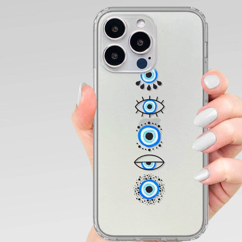 Cute Evil Eyes Phone Case | For iPhone and Samsung Galaxy Note | Clear Cover With Aesthetic Design by The Urban Flair Feat