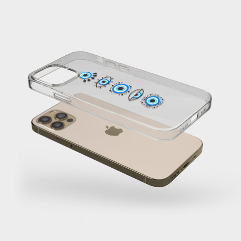 Cute Evil Eyes Phone Case | For iPhone and Samsung Galaxy Note | Clear Cover With Aesthetic Design by The Urban Flair Feat