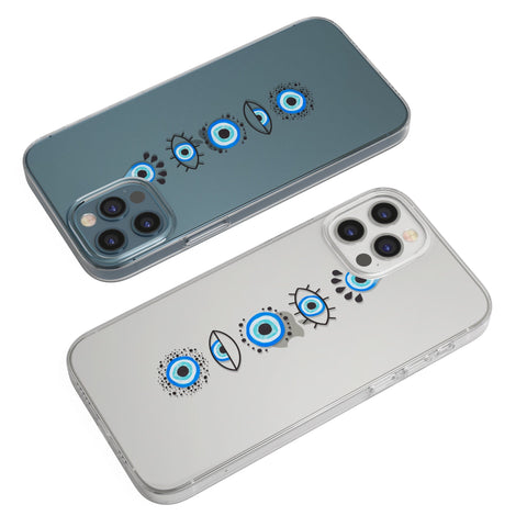 Cute Evil Eyes Phone Case | For iPhone and Samsung Galaxy Note | Clear Cover With Aesthetic Design by The Urban Flair Feat