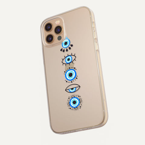 Cute Evil Eyes Phone Case | For iPhone and Samsung Galaxy Note | Clear Cover With Aesthetic Design by The Urban Flair Feat