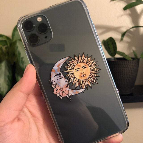 Cute Minimal Sun Moon Clear Phone Case iPhone 12 Pro Max by The Urban Flair (Customer Feat)