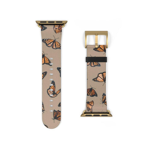 Shop The Cute Monarch Butterfly Apple Watch Band Exclusively at The Urban Flair - Trendy Faux/Vegan Leather iWatch Straps - Affordable Replacements Bands For Women