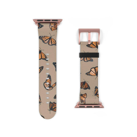Shop The Cute Monarch Butterfly Apple Watch Band Exclusively at The Urban Flair - Trendy Faux/Vegan Leather iWatch Straps - Affordable Replacements Bands For Women