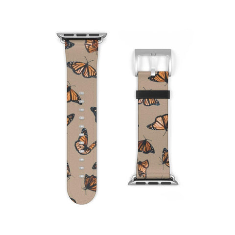 Shop The Cute Monarch Butterfly Apple Watch Band Exclusively at The Urban Flair - Trendy Faux/Vegan Leather iWatch Straps - Affordable Replacements Bands For Women