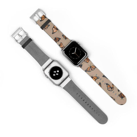 Shop The Cute Monarch Butterfly Apple Watch Band Exclusively at The Urban Flair - Trendy Faux/Vegan Leather iWatch Straps - Affordable Replacements Bands For Women