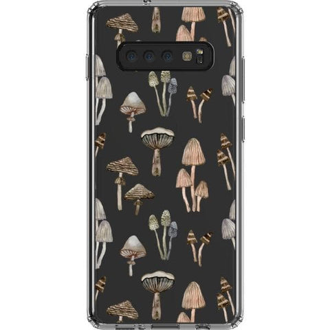 Galaxy S10 Plus Cute Neutral Mushrooms Clear Phone Case - The Urban Flair