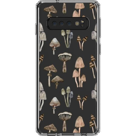 Galaxy S10 Cute Neutral Mushrooms Clear Phone Case - The Urban Flair