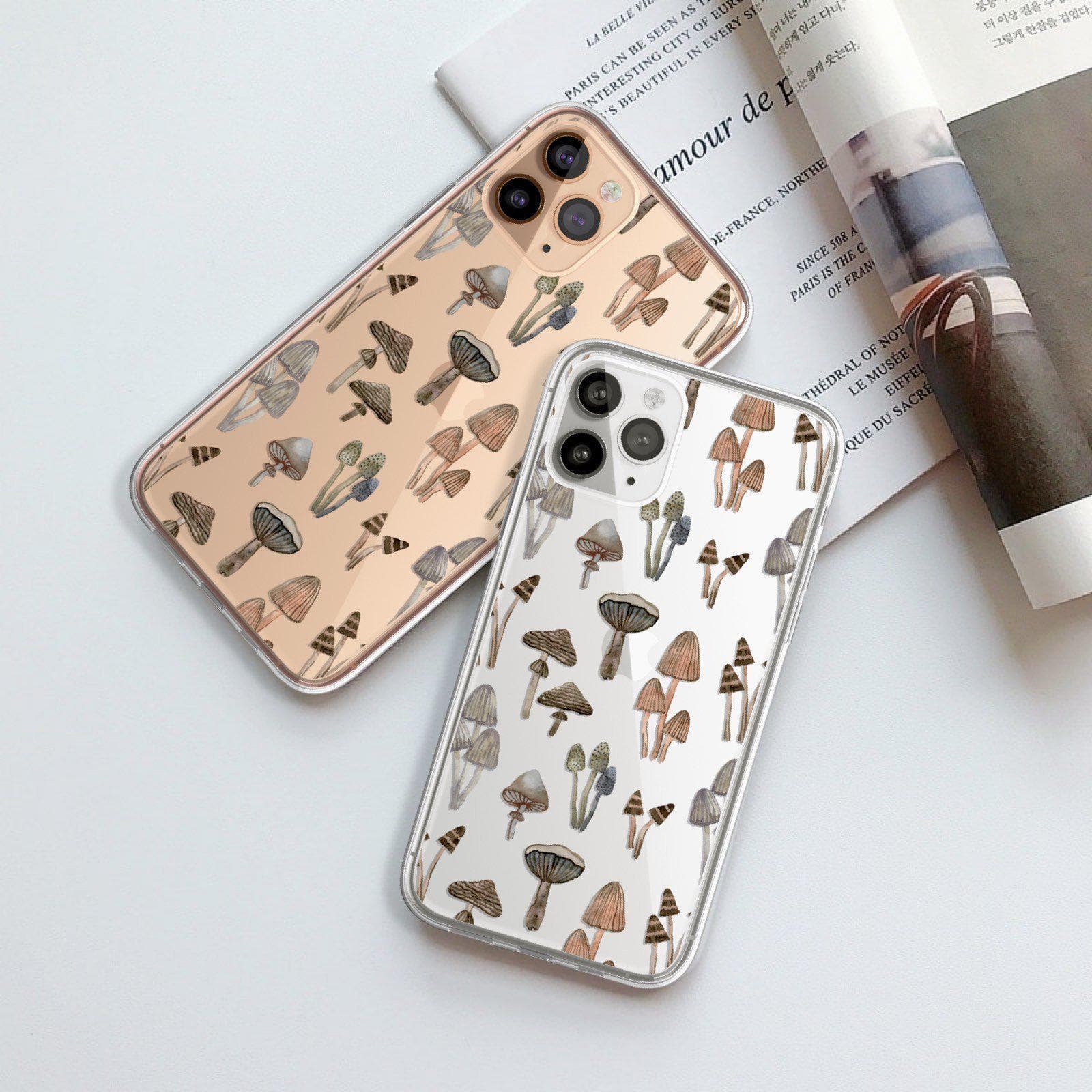 Cute Neutral Mushrooms Clear Phone Case Cute Neutral Mushrooms Clear Phone Case