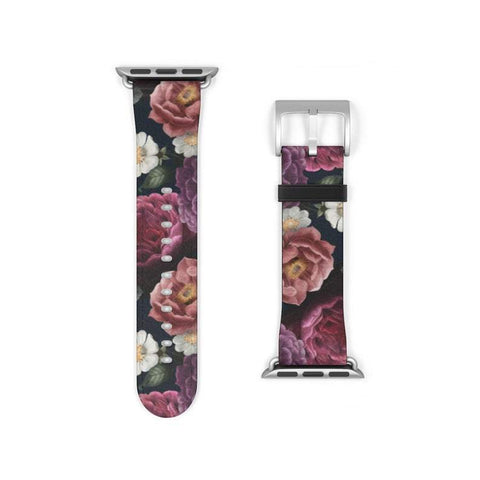 Shop The Dark Botanical Apple Watch Band Exclusively at The Urban Flair - Trendy Faux/Vegan Leather iWatch Straps - Affordable Replacements Bands For Women