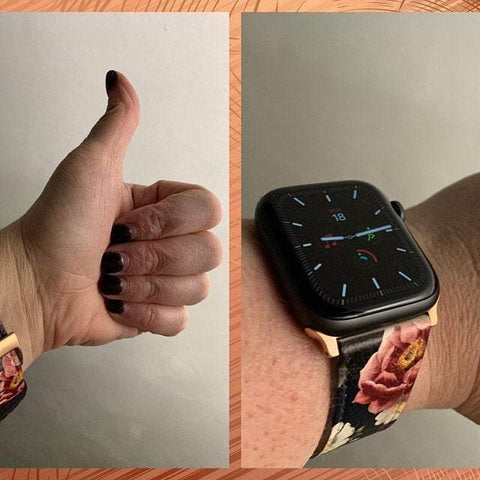 Shop The Dark Botanical Apple Watch Band Exclusively at The Urban Flair - Trendy Faux/Vegan Leather iWatch Straps - Affordable Replacements Bands For Women