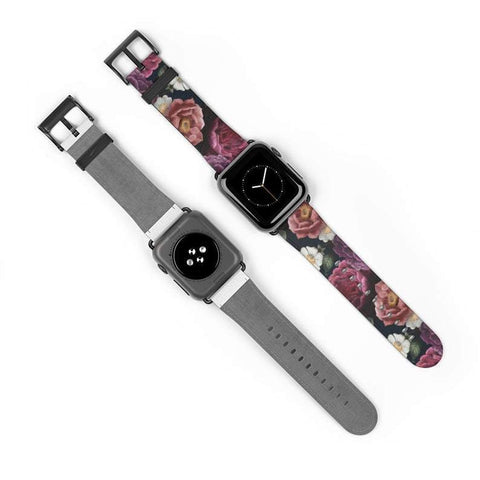 Shop The Dark Botanical Apple Watch Band Exclusively at The Urban Flair - Trendy Faux/Vegan Leather iWatch Straps - Affordable Replacements Bands For Women