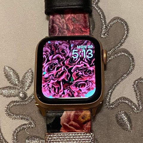 Shop The Dark Botanical Apple Watch Band Exclusively at The Urban Flair - Trendy Faux/Vegan Leather iWatch Straps - Affordable Replacements Bands For Women
