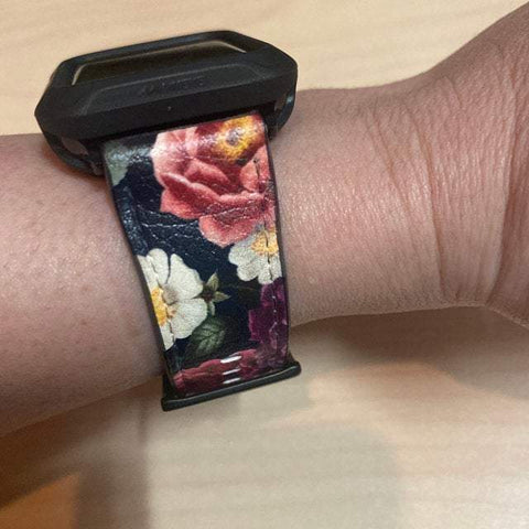 Shop The Dark Botanical Apple Watch Band Exclusively at The Urban Flair - Trendy Faux/Vegan Leather iWatch Straps - Affordable Replacements Bands For Women