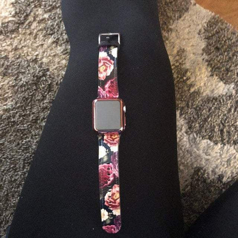 Shop The Dark Botanical Apple Watch Band Exclusively at The Urban Flair - Trendy Faux/Vegan Leather iWatch Straps - Affordable Replacements Bands For Women