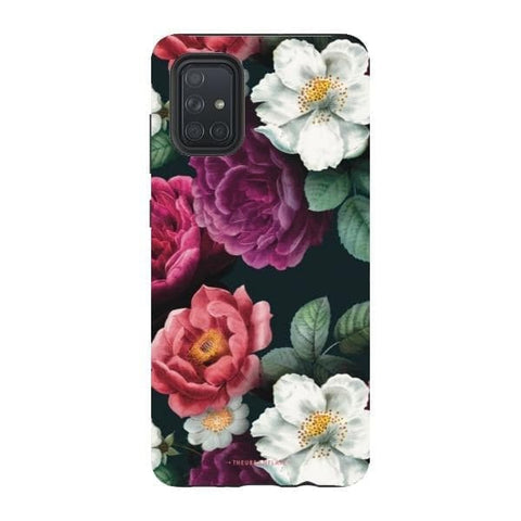 Galaxy A71 4G Satin (Semi-Matte) Dark Botanical Tough Phone Case - The Urban Flair