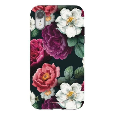 iPhone XR Satin (Semi-Matte) Dark Botanical Tough Phone Case - The Urban Flair