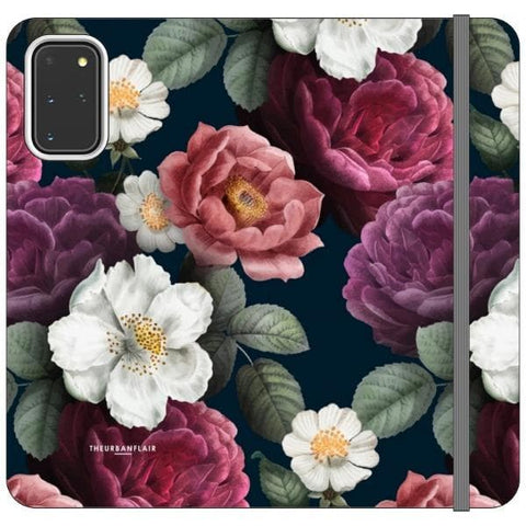 Galaxy S20 Plus Dark Botanical iPhone Case Wallet For iPhone 12 Mini 11 Pro Max XR XS Max 7 8 Plus SE 2020 Cover With Card Slots Vegan Leather Wallet Case - The Urban Flair