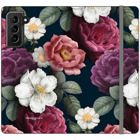 Galaxy S21 Plus Dark Botanical iPhone Case Wallet For iPhone 12 Mini 11 Pro Max XR XS Max 7 8 Plus SE 2020 Cover With Card Slots Vegan Leather Wallet Case - The Urban Flair