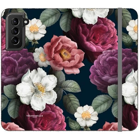 Galaxy S21 Dark Botanical iPhone Case Wallet For iPhone 12 Mini 11 Pro Max XR XS Max 7 8 Plus SE 2020 Cover With Card Slots Vegan Leather Wallet Case - The Urban Flair