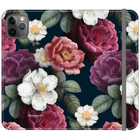 iPhone 11 Pro Max Dark Botanical iPhone Case Wallet For iPhone 12 Mini 11 Pro Max XR XS Max 7 8 Plus SE 2020 Cover With Card Slots Vegan Leather Wallet Case - The Urban Flair