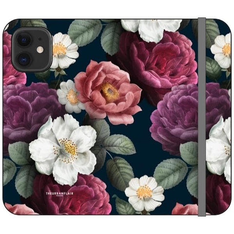 iPhone 12 Mini Dark Botanical iPhone Case Wallet For iPhone 12 Mini 11 Pro Max XR XS Max 7 8 Plus SE 2020 Cover With Card Slots Vegan Leather Wallet Case - The Urban Flair