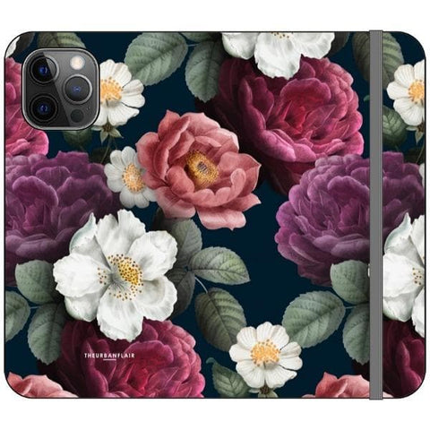 iPhone 12 Pro Dark Botanical iPhone Case Wallet For iPhone 12 Mini 11 Pro Max XR XS Max 7 8 Plus SE 2020 Cover With Card Slots Vegan Leather Wallet Case - The Urban Flair