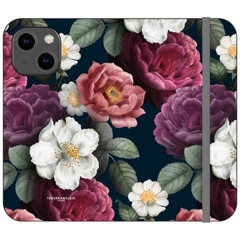 iPhone 13 Mini Dark Botanical iPhone Case Wallet For iPhone 12 Mini 11 Pro Max XR XS Max 7 8 Plus SE 2020 Cover With Card Slots Vegan Leather Wallet Case - The Urban Flair