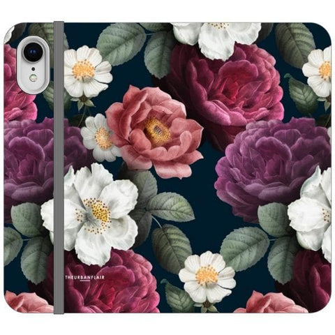 iPhone XR Dark Botanical iPhone Case Wallet For iPhone 12 Mini 11 Pro Max XR XS Max 7 8 Plus SE 2020 Cover With Card Slots Vegan Leather Wallet Case - The Urban Flair