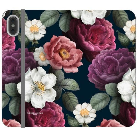 iPhone XS Max Dark Botanical iPhone Case Wallet For iPhone 12 Mini 11 Pro Max XR XS Max 7 8 Plus SE 2020 Cover With Card Slots Vegan Leather Wallet Case - The Urban Flair