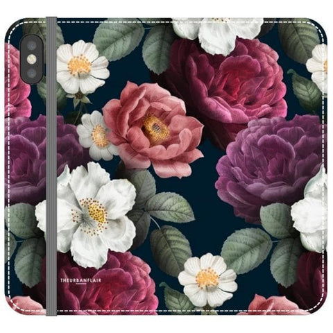 iPhone X/XS Dark Botanical iPhone Case Wallet For iPhone 12 Mini 11 Pro Max XR XS Max 7 8 Plus SE 2020 Cover With Card Slots Vegan Leather Wallet Case - The Urban Flair