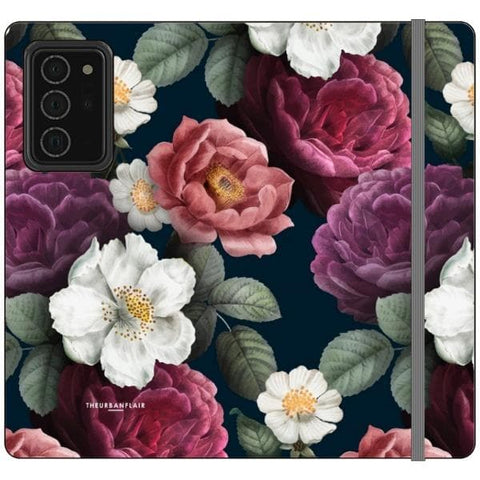 Note 20 Ultra Dark Botanical iPhone Case Wallet For iPhone 12 Mini 11 Pro Max XR XS Max 7 8 Plus SE 2020 Cover With Card Slots Vegan Leather Wallet Case - The Urban Flair