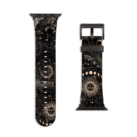 Dark Zodiac Marble Print Apple Watch Band For Women Vegan Leather Mystic Witch iWatch Straps 38mm 40mm 42mm 44mm Series 2, 3, 4, 5