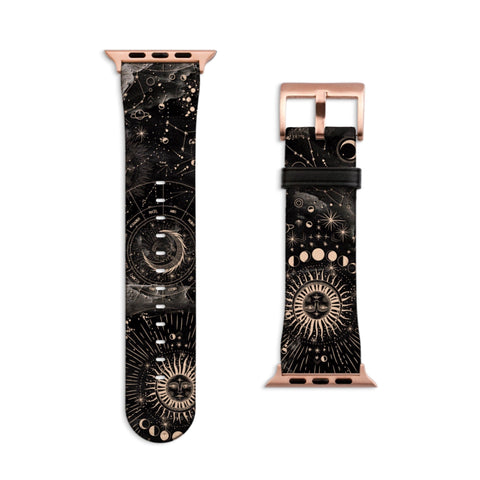 Dark Zodiac Marble Print Apple Watch Band For Women Vegan Leather Mystic Witch iWatch Straps 38mm 40mm 42mm 44mm Series 2, 3, 4, 5