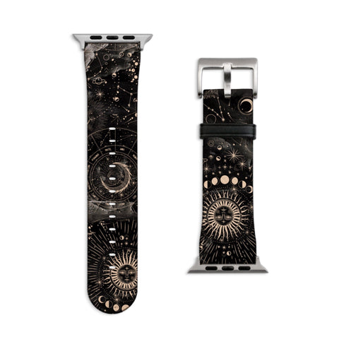 Dark Zodiac Marble Print Apple Watch Band For Women Vegan Leather Mystic Witch iWatch Straps 38mm 40mm 42mm 44mm Series 2, 3, 4, 5