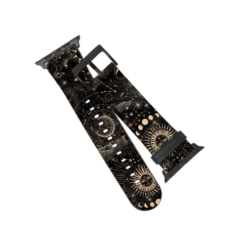 Dark Zodiac Marble Print Apple Watch Band For Women Vegan Leather Mystic Witch iWatch Straps 38mm 40mm 42mm 44mm Series 2, 3, 4, 5 Feat