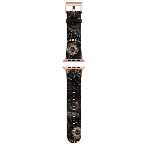 Dark Zodiac Marble Print Apple Watch Band For Women Vegan Leather Mystic Witch iWatch Straps 38mm 40mm 42mm 44mm Series 2, 3, 4, 5 Feat