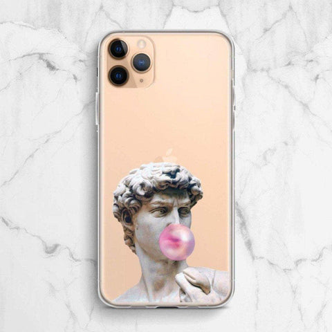 David Greek Statue Bubblegum Clear Phone Case by The Urban Flair