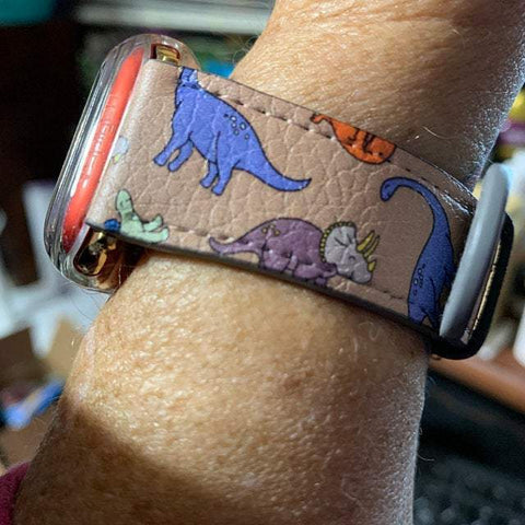 Shop The Dinosaur Apple Watch Band Exclusively at The Urban Flair - Trendy Faux/Vegan Leather iWatch Straps - Affordable Replacements Bands For Women