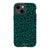 iPhone 13 Mini Satin (Semi-Matte) Emerald Leopard Print Tough Phone Case - The Urban Flair