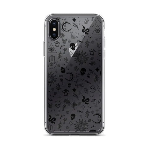 Mystic Outline Case For iPhone 12 Mini 11 Pro Max XR XS 7 8 Plus SE 2020 Galaxy S20 S21 Ultra Fe Clear Cover With Witchy Design iPhone X/XS Black by The Urban Flair ()