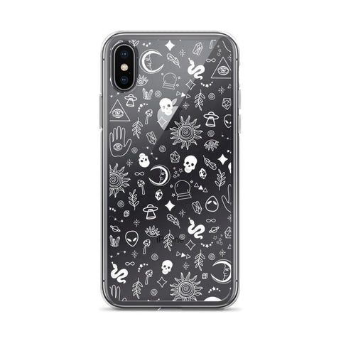 Mystic Outline Case For iPhone 12 Mini 11 Pro Max XR XS 7 8 Plus SE 2020 Galaxy S20 S21 Ultra Fe Clear Cover With Witchy Design iPhone X/XS White by The Urban Flair ()