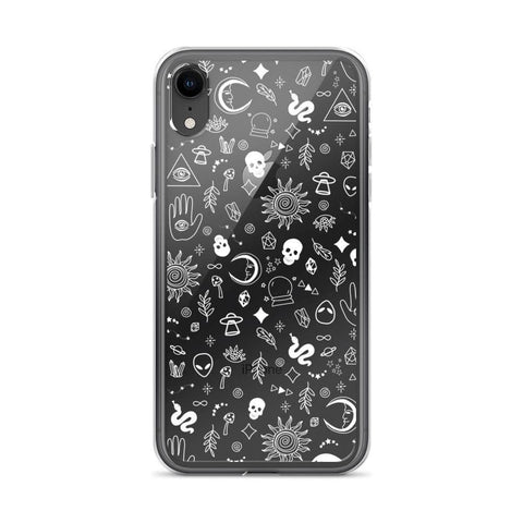 Mystic Outline Case For iPhone 12 Mini 11 Pro Max XR XS 7 8 Plus SE 2020 Galaxy S20 S21 Ultra Fe Clear Cover With Witchy Design iPhone XR White by The Urban Flair ()