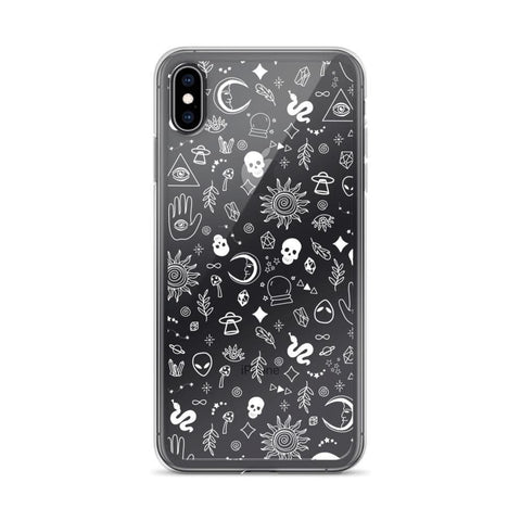 Mystic Outline Case For iPhone 12 Mini 11 Pro Max XR XS 7 8 Plus SE 2020 Galaxy S20 S21 Ultra Fe Clear Cover With Witchy Design iPhone XS Max White by The Urban Flair ()