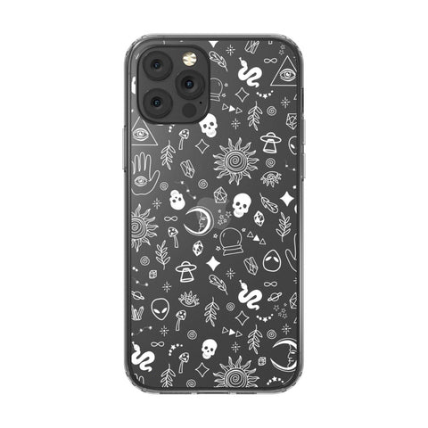 Shop The Esoteric Mystic Doodles Clear Phone Case Exclusively at The Urban Flair - Trendy Aesthetic Covers Available for Apple iPhone and Samsung Galaxy Devices
