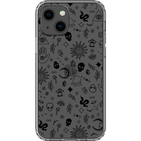 iPhone 13 Pro Max Black Esoteric Mystic Doodles Clear Phone Case - The Urban Flair