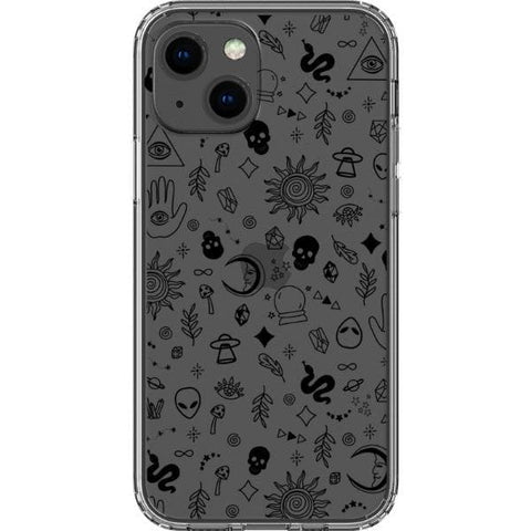 iPhone 13 Pro Max Black Esoteric Mystic Doodles Clear Phone Case - The Urban Flair