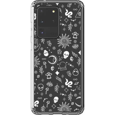 Galaxy S20 Ultra White Esoteric Mystic Doodles Clear Phone Case - The Urban Flair