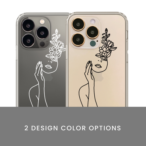 Feminine Line Art Clear Phone Cases by The Urban Flair