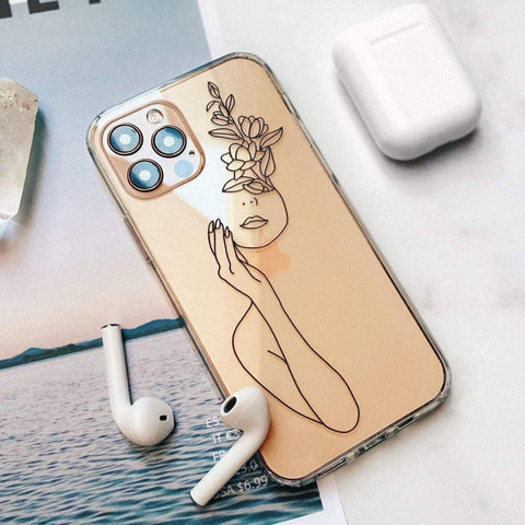 Feminine Line Art Clear Phone Case iPhone 12 Pro Max Black by The Urban Flair (Feat)